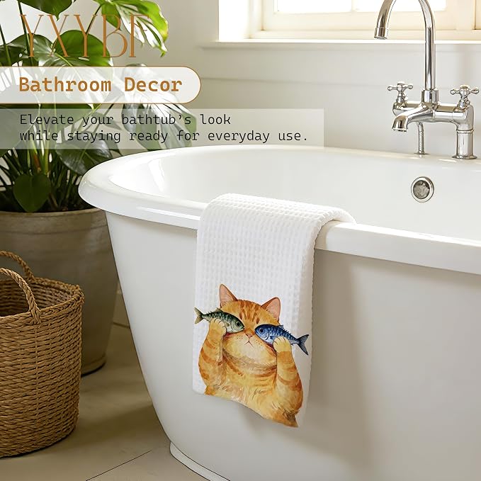 Funny Orange Tabby Cat Hand Dish Tea Towels - Image 5