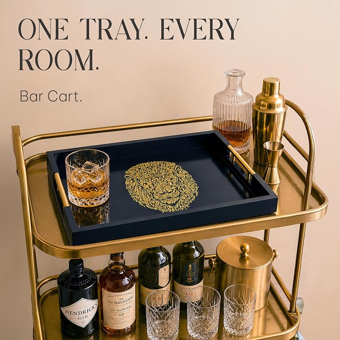 Modern Serving Tray with Lion Design, Ottoman Tray, Tea and Coffee Table Platter - Image 9
