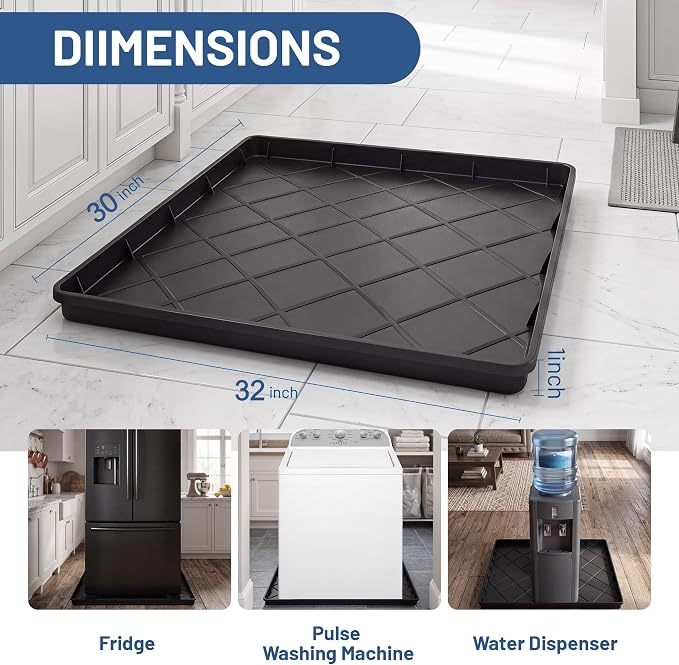 Washing Machine Drain Pan, 32 x 30 Inch Large Silicone Mat, Washer Anti - Image 2