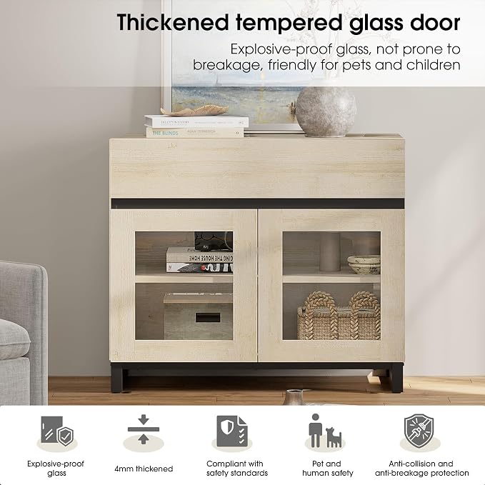 WAMPAT Sideboard Buffet Cabinets, Modern Credenza Sideboard - Image 3