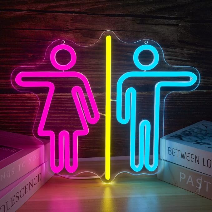 Restroom Neon Signs for Wall Decor Bathroom Neon Sign Dimmable LED Powerd by Unknown