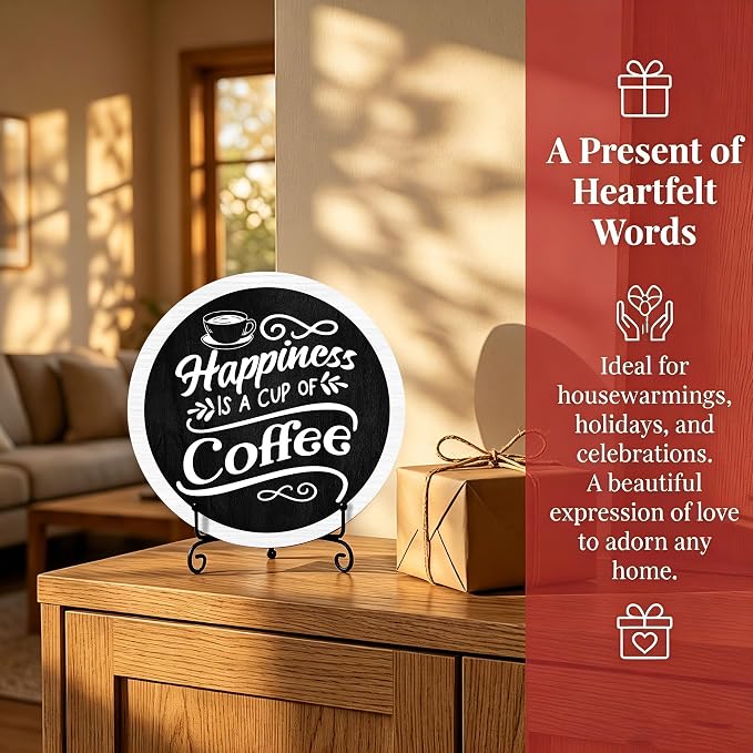 Coffee Bar Decor, Wooden Round Sign - Image 4