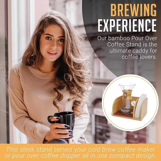 HEXNUB Pour Over Caddy for Chemex Bodum Cosori Coffee Makers Brown | Handmade - Image 6
