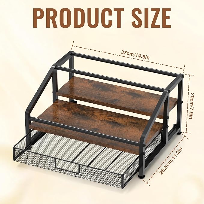 Alyoen Coffee Syrup Organizer Rack, 3-Tier Coffee Station Organizer - Image 6