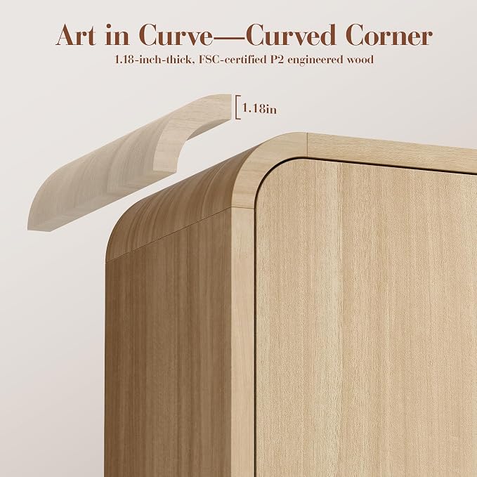 Set of 2 Curved Buffet Storage Cabinet - Image 6
