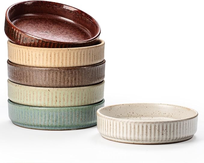 Ceramic Dipping Bowls Set - 4oz Oval Soy Sauce Dishes by ArtifexCeram