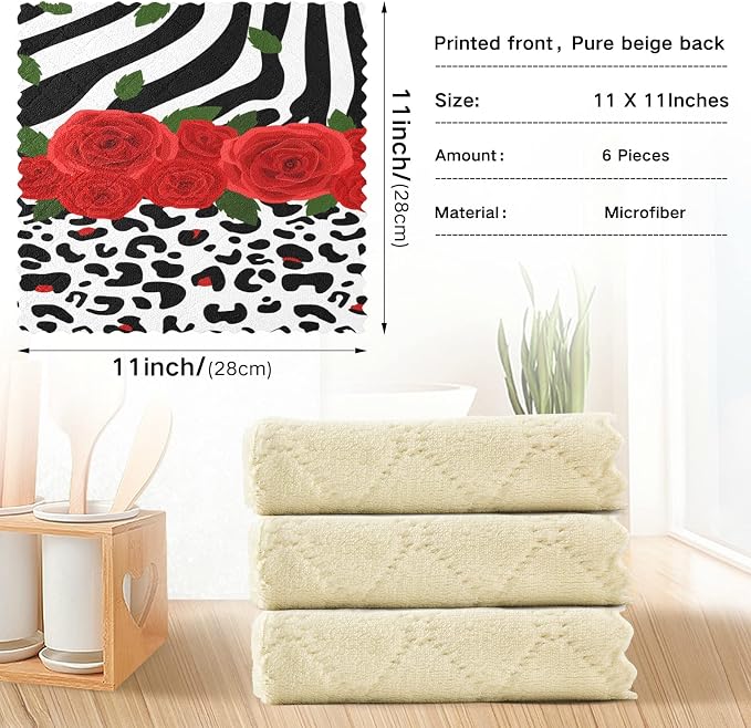 ALAZA Dish Towels Kitchen Cleaning Cloths Animal Leopard Print Zebra Dish - Image 3