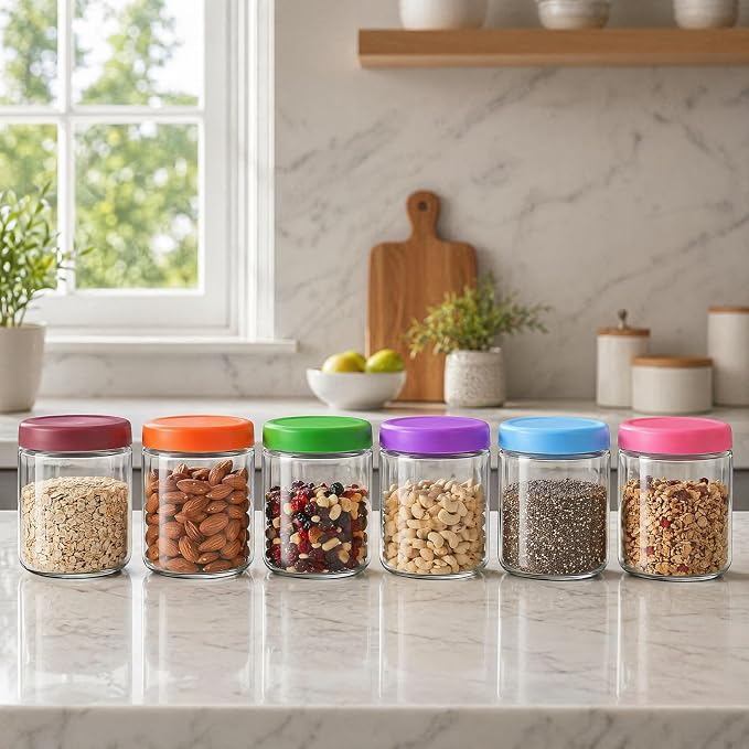 EONJOE 16oz Glass Jars for Overnight Oats Snacks Salad Yogurt Pudding Cereal - Image 7