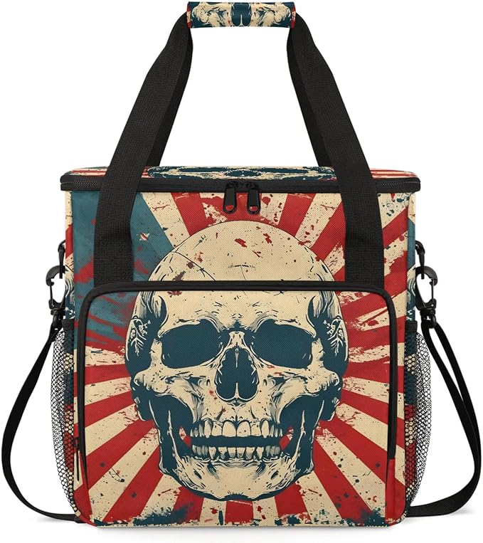 American Skull Coffee Maker Carring Bag, Large Insulated Storage Organizer Case by Home