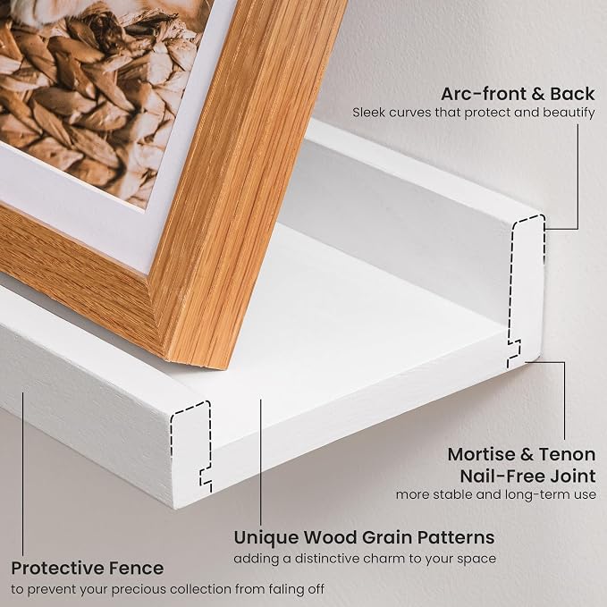 Acovy Solid Ash Wood Picture Ledge Shelf, 36 Inch Floating Shelves - Image 4