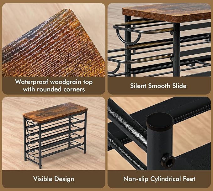 HFHOME Coffee Pod Holder with Wooden Top, Compatible with K-Cups, 5-Tier Coffee - Image 6