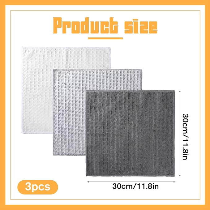 3 Pcs Professional Grade Microfiber Towel Waffle Microfiber Cleaning Cloth - Image 2