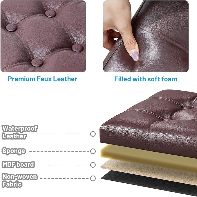 Bsketa Storage Ottoman Foot Rest Stool, Small Leather Storage Ottomans Bench - Image 6