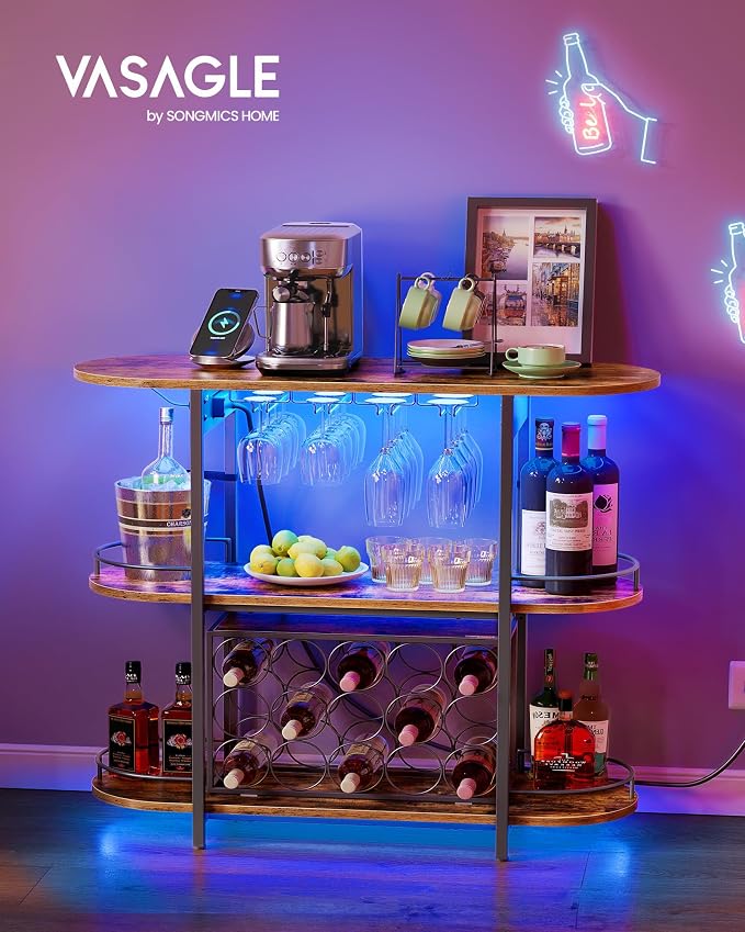 VASAGLE Bar Cabinets for Home, LED Coffee Bar - Image 8