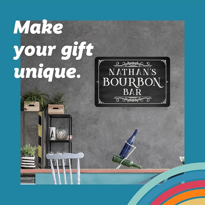 Chalkboard Look Bourbon Bar Metal Room Sign - Image 2