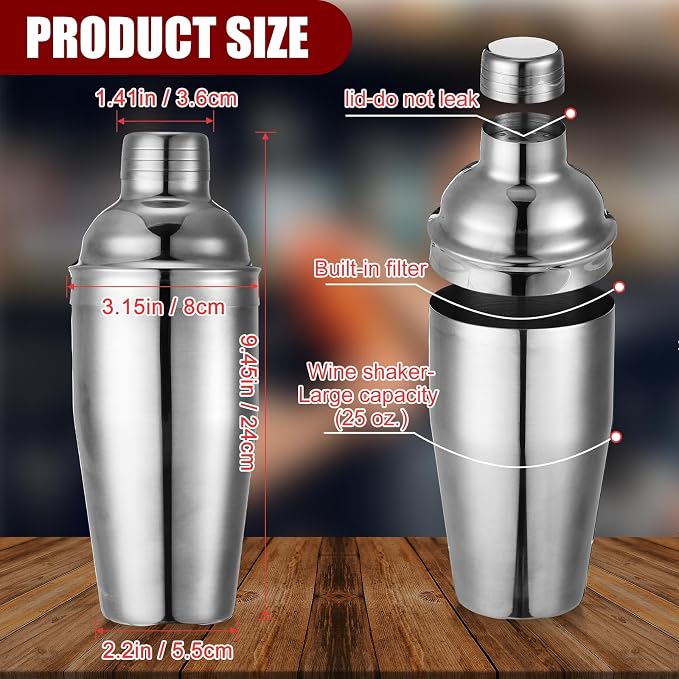 Nitial 9 Pcs Bar Cocktail Shaker Professional Stainless Steel Martini Drink - Image 2