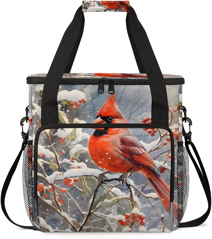 Christmas Red Bird Coffee Maker Carring Bag, Large Insulated Storage Organizer by Home