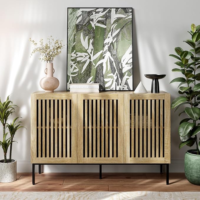 BVIUNTWO Buffet Cabinet with Storage, Sideboard Coffee Bar Cabinet with 3 Doors - Image 3