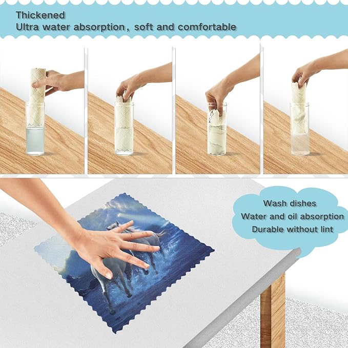 ALAZA Dish Towels Kitchen Cleaning Cloths Running Horse Dish Cloths Super - Image 4