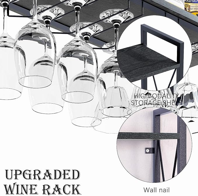 Dokser Wine Rack Wall Mounted 2 Tier Shelf, Wall Wine Rack - Image 3