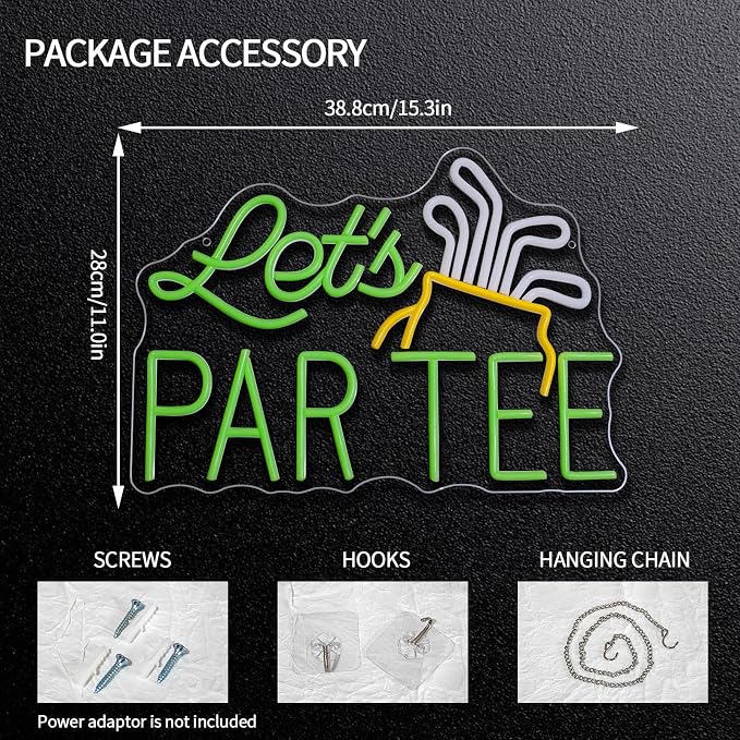 Let's Par Tee Neon Sign Dimmable Golf Neon Light Sign - Image 2