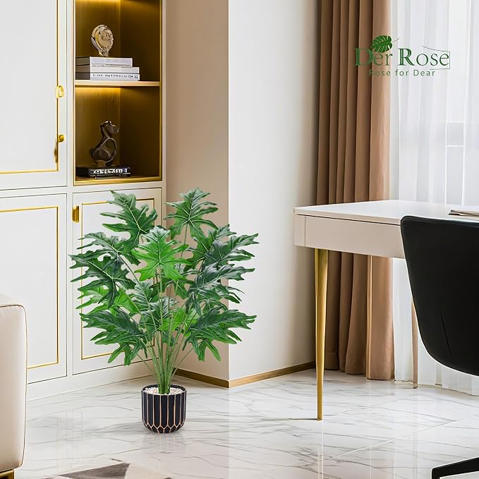 Der Rose Fake Plants Tall Green Artificial Tropical Faux Plants Indoor - Image 2