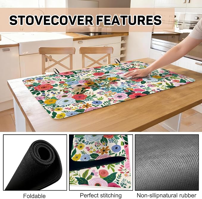 Watercolor Flowers Stove Top Cover - Image 6
