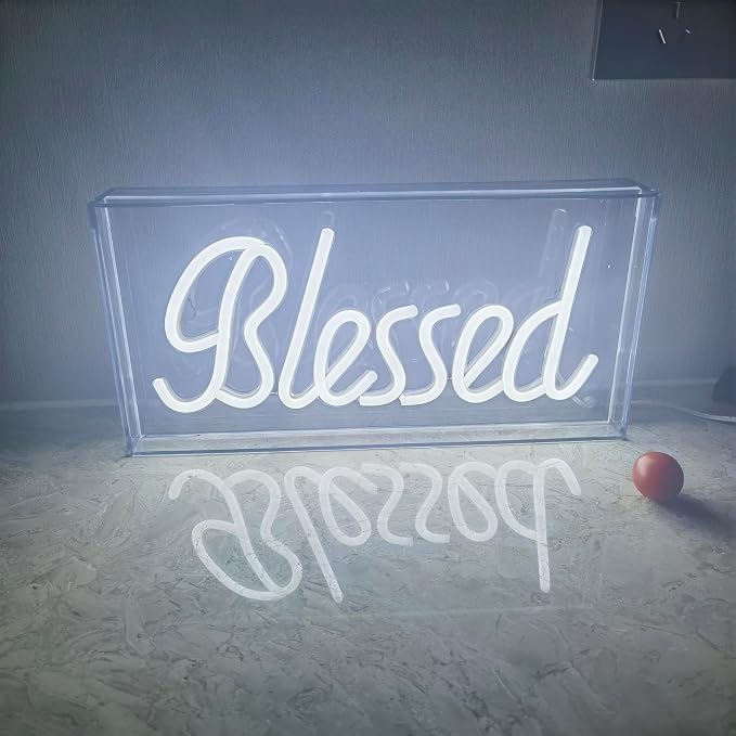 Blessed Neon Signs for Countertop, LED Blessed Neon Lights Marquee Letter - Image 4