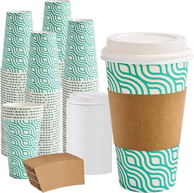 RACETOP 16 oz Paper Coffee Cups, 100 Pack Disposable Coffee Cups by RACETOP