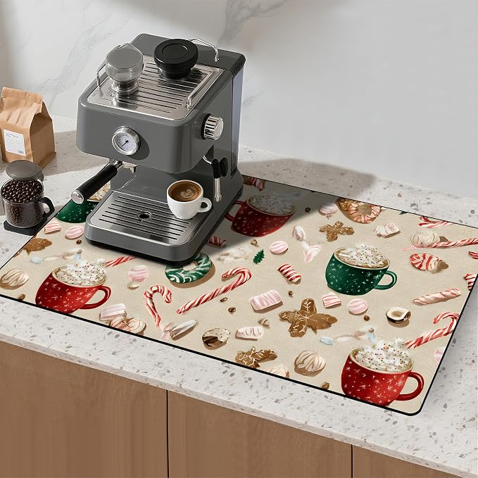 BVBOX Coffee Bar Mat Absorbent Dish Drying Mat Cuttable Hide Stain Draining - Image 2