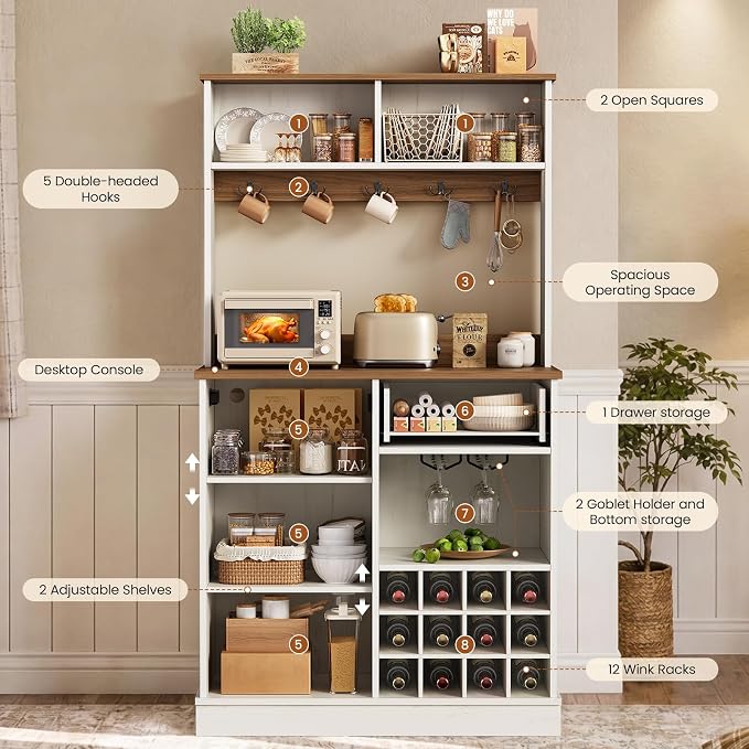 57.5" Tall Farmhouse Coffee Bar Cabinet - Image 5