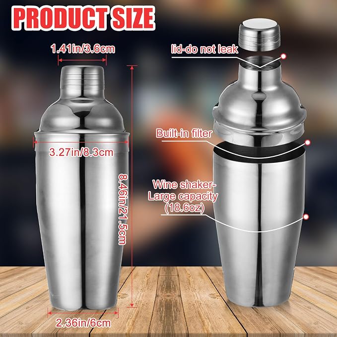 Nitial 6 Pcs Bar Cocktail Shaker Professional Stainless Steel Martini Drink - Image 2