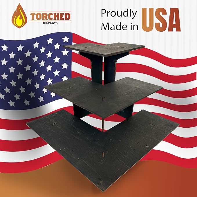 Torched 3-Tier Ebony Retail Table Display Corner Stand - Image 6