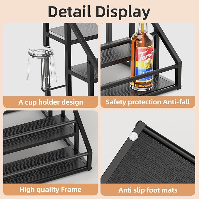 Coffee Syrup Rack Organizer, 4 Tier Countertop Storage Shelves, Kitchen Storage - Image 4