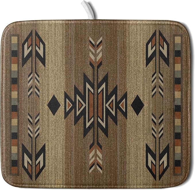 Giwawa 16"x18" Southwestern Dish Drying Mat Rustic Brown Tribal Ethnic Small by Giwawa