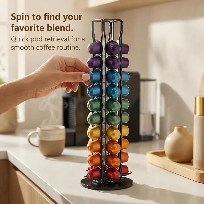 Coffee Pod Holder for Nespresso OriginalLine Capsules, 40 Capacity Rotating - Image 7