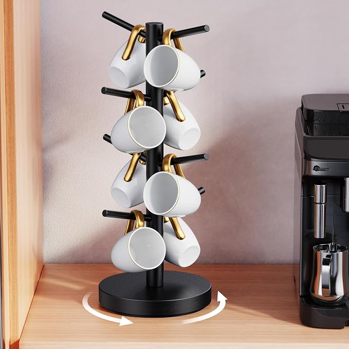 Coffee Mug Holder Tree, Upgraded 360° Rotated Coffee Cup Holder by Eleratorstoragehaslife
