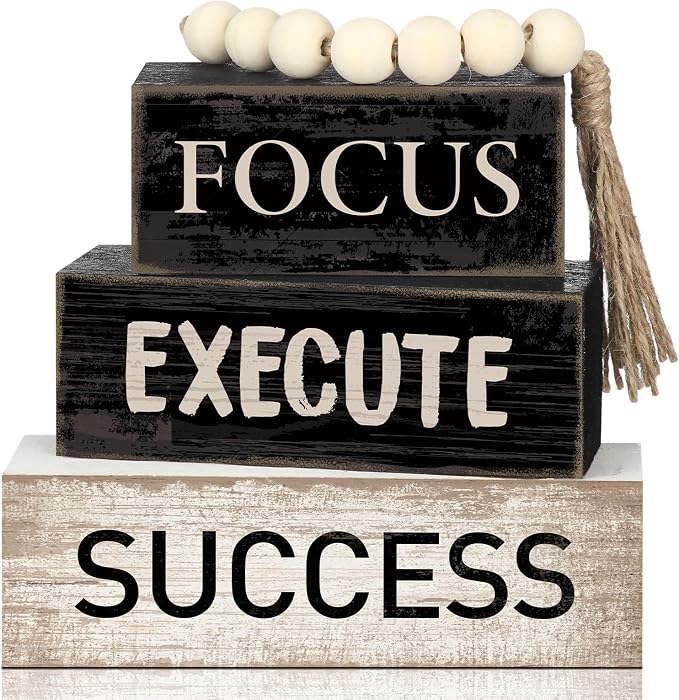 Yuntau 4 Pcs Motivational Desk Decor Wooden Office Decor Inspirational Tiered by Yuntau