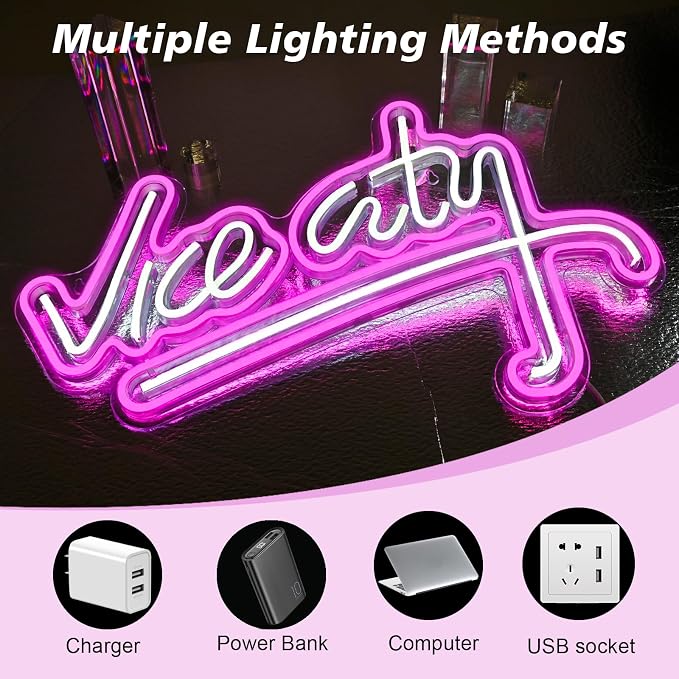 Vice City Neon Sign Pink Led Sign - Image 7
