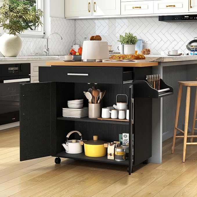 LOKO Kitchen Island Cart with Wheels, Rolling Kitchen Storage Cabinet with - Image 3