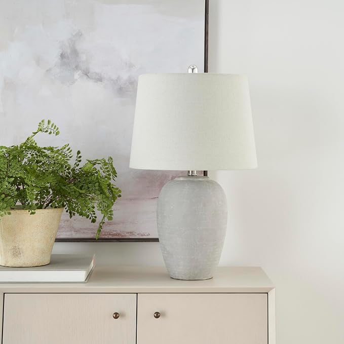 Nourison Home 23" Vintage Gray Ceramic Table Lamp - Image 4