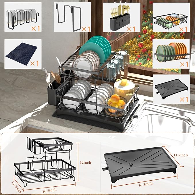 Godboat 2-Tier Dish Drying Rack - Image 4