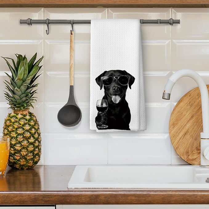 Funny Labrador Wine Bar Kitchen Dish Towels, Labrador Gifts - Image 4