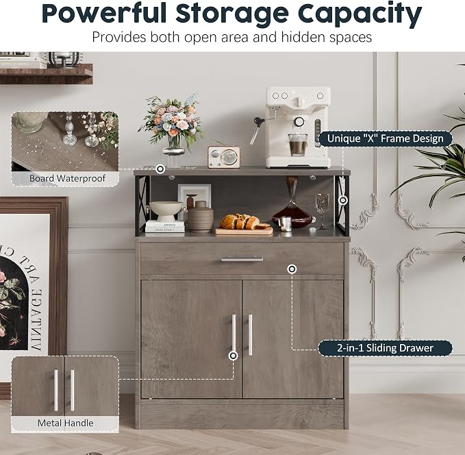 SUNLEI Kitchen Buffet Sideboard Cabinet, Storage Cabinets - Image 3
