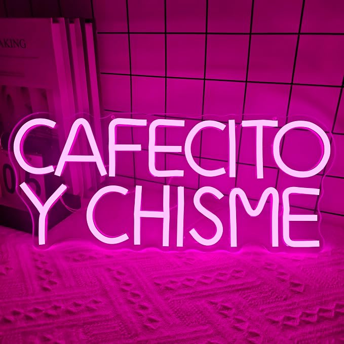 Funny Cafecito Y Chisme Neon Sign by YvuYamg