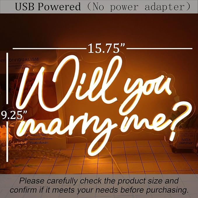 SYLHOME Will You Marry Me ? Led Neon Light Sign Hanging Proposal Wedding Party - Image 5