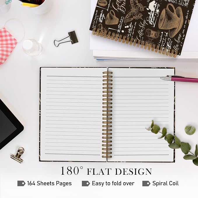 Retro Coffee Spiral Notebook, Coffee Themed Journal Notebook, Coffee Butterfly - Image 5