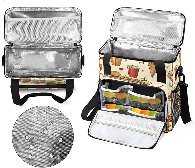 Fast Food Hamburger Coffee Maker Carring Bag, Large Insulated Storage Organizer - Image 3