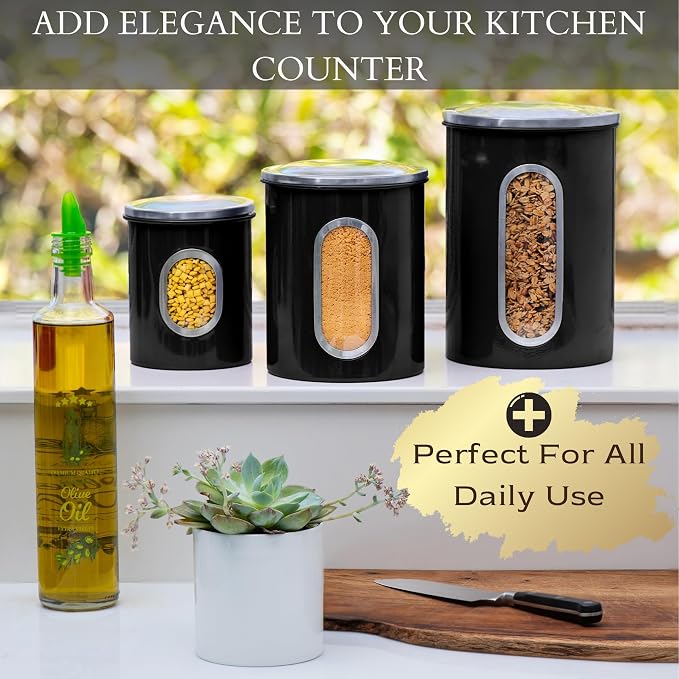 Mixpresso 3-Piece Black Canisters Sets - Image 4