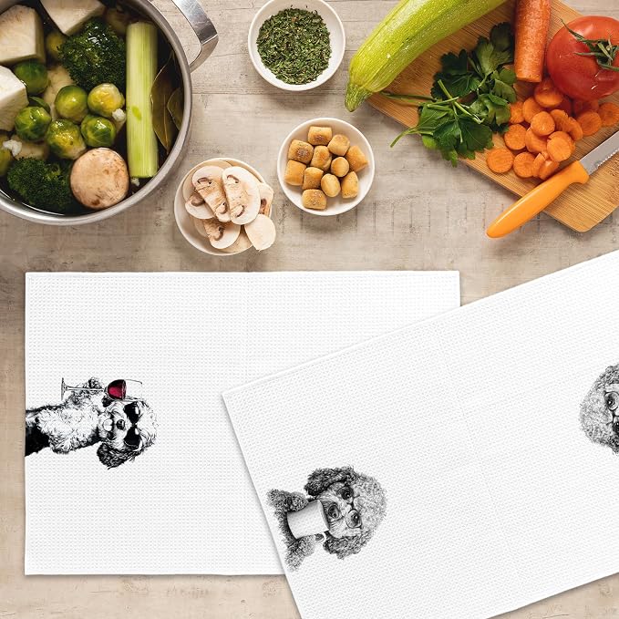 Funny Cockapoo Dog Kitchen Towels Set of 2, Funny Kitchen Coffee Station Wine - Image 5